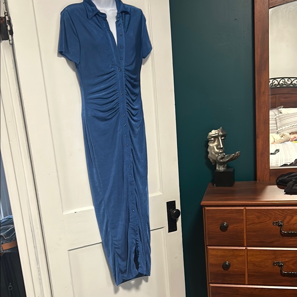 Blue Button-Up Dress